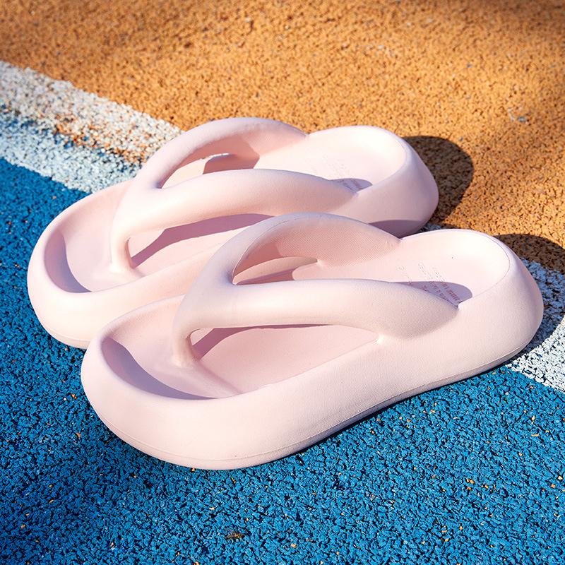 

Мягкая подошва платформы шлепанцы женские летние 2024 пляжные нескользящие тапочки облака женские толстые подошвы клип носок шлепанцы для ванной сандалии 40-41 розовый