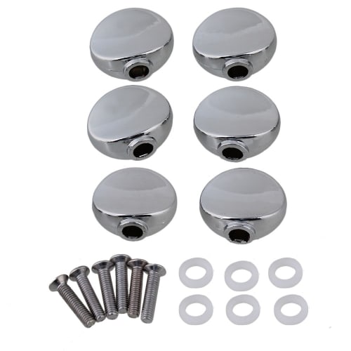 Yibuy 6-Pack 17x13mm Chrome Alloy Machine Head Buttons for Electric Guitar and Ukulele, Exquisite Accessories