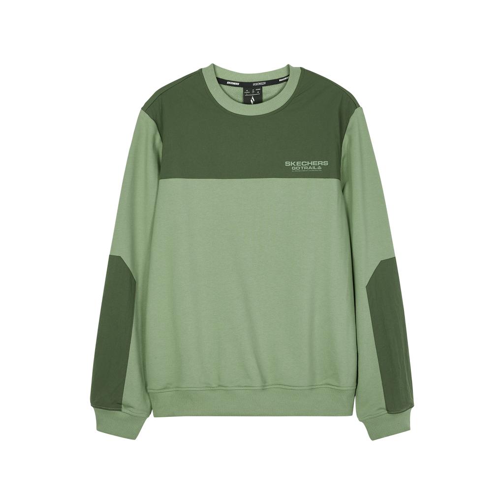 Skechers American Vintage Color Block Crew Neck Long Sleeve College Sweatshirt Unisex sweatshirt Green L424U162-03LX