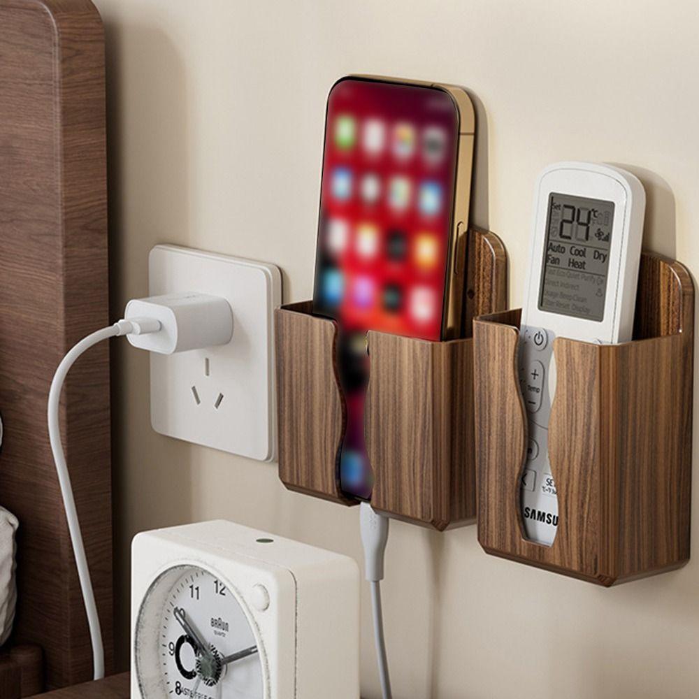 Remote Controller Holder TV Remote Control Storage Box Mobile Phone Charger Storage Rack Wall Shelf Mount Stand