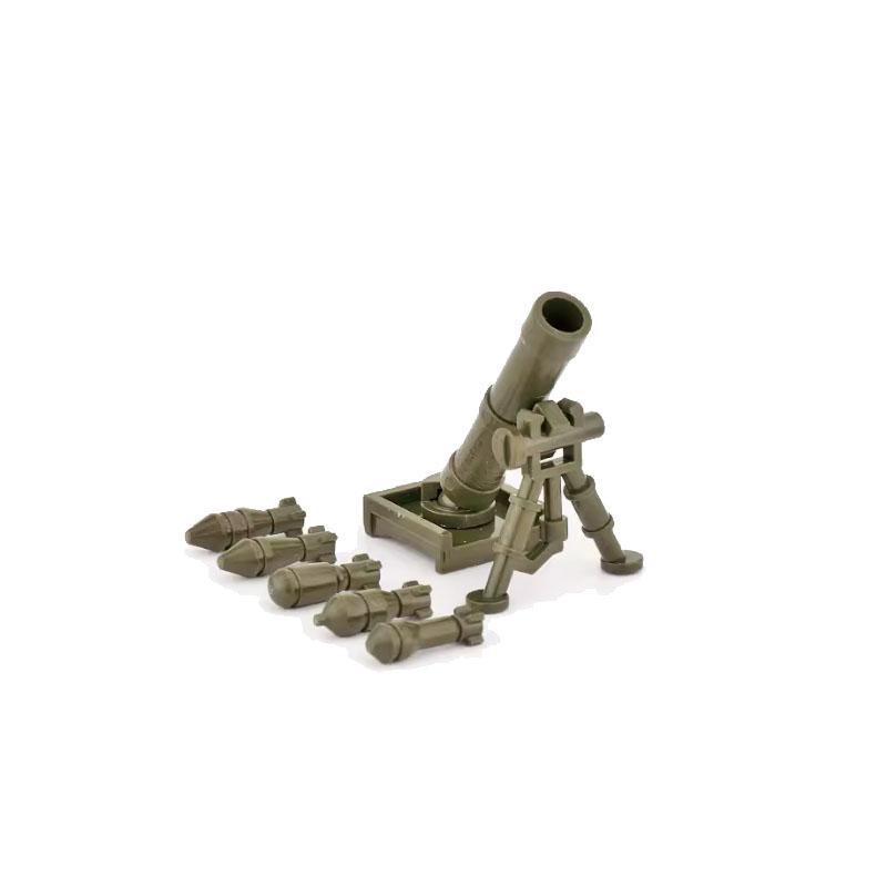 Military WWII Weapons Building Blocks Soldier Figure Toy Gatling M2 Heavy Machine Gun NSV M19 Box Rifle Bullet Chain Mortar K045
