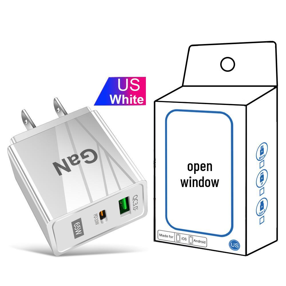 GaN 33W USB Fast Charger: QC 3.0 & PD, US/EU/UK Plug, Ideal for Mobile Phones