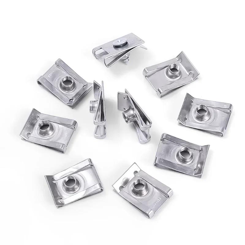 Stainless Steel U Type Clips Plate Leaf Spring Nut M6 M5 M4 Chimney Nuts Lug Nuts Speed Clip for Car Motorcycle Scooter ATVs