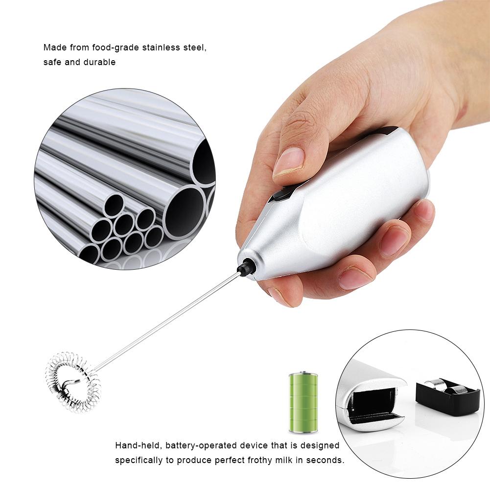 Handheld Milk Frother Electric Foam Maker for Coffee Lattes Eggs Drink Mixer(Silver)