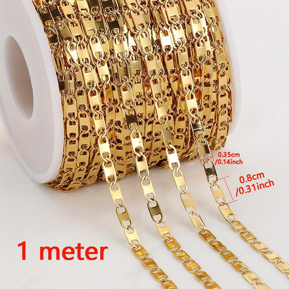 No Fade 1M 2Meter Stainless Steel Gold Plated Lips Chains DIY Chain for Needlework Necklace Bracelet Jewelry Making Accessories