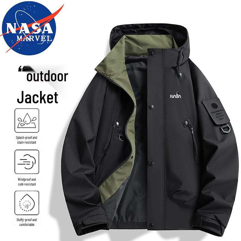 NASA MARVEL Herren Frühling Herbst Kapuzen-Windjacke