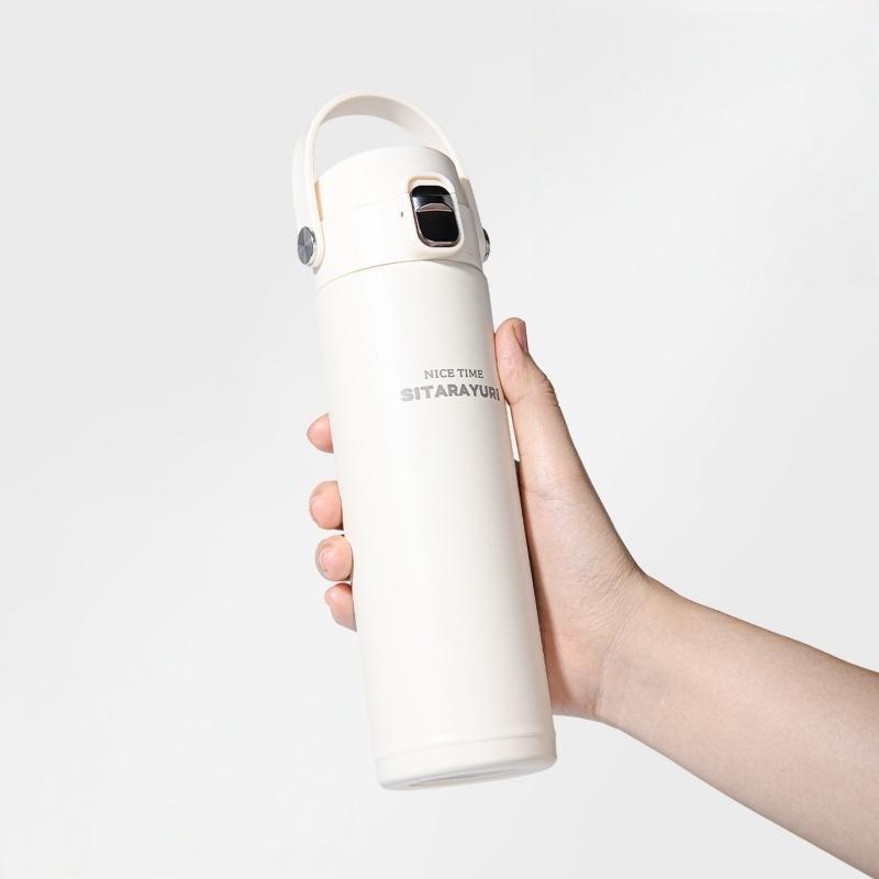 JUSTINLAU 500ML Handheld Themos Cup Stainless Steel Pop-top Insulated Cup Leak-proof Portable Sports Fitness Mug Home Drinkware