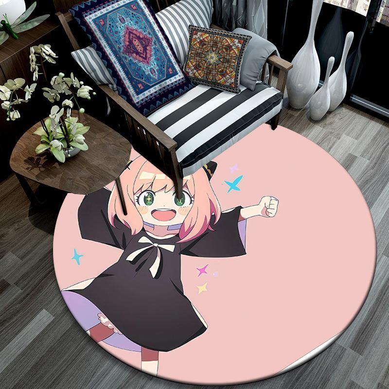 Spy x Family3 Round Area Rug,Carpet Rug for Living Room Bedroom Sofa Playroom Decor,Non-slip Floor Mat
