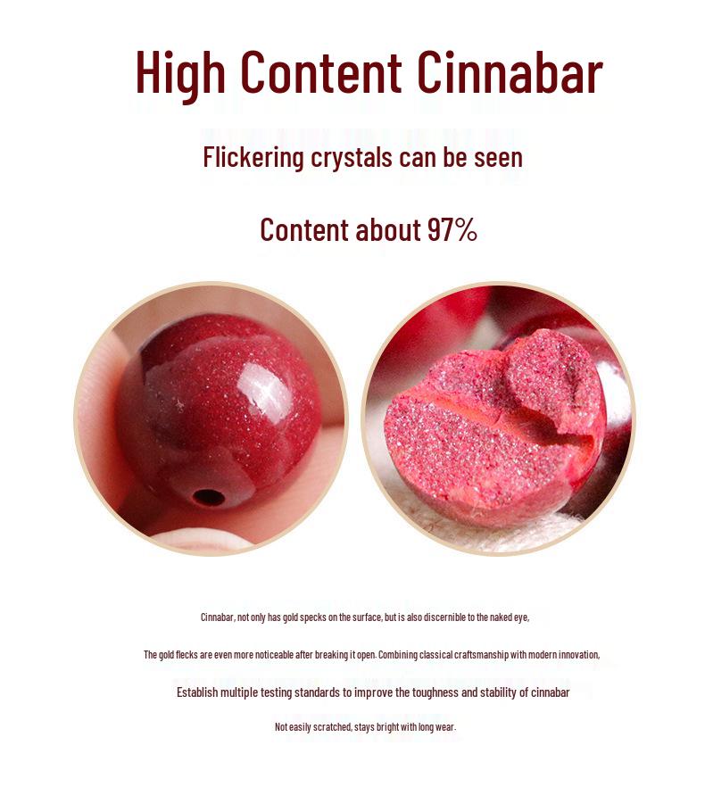 Authentic High-Content Cinnabar Bracelet with Purple Gold Sand Crystals, Supports Re-Inspection