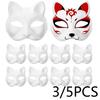 3/5PCS Cat Mask Therian Room Decor Paper Cat Mask for Crafts Fox Masks MJ01