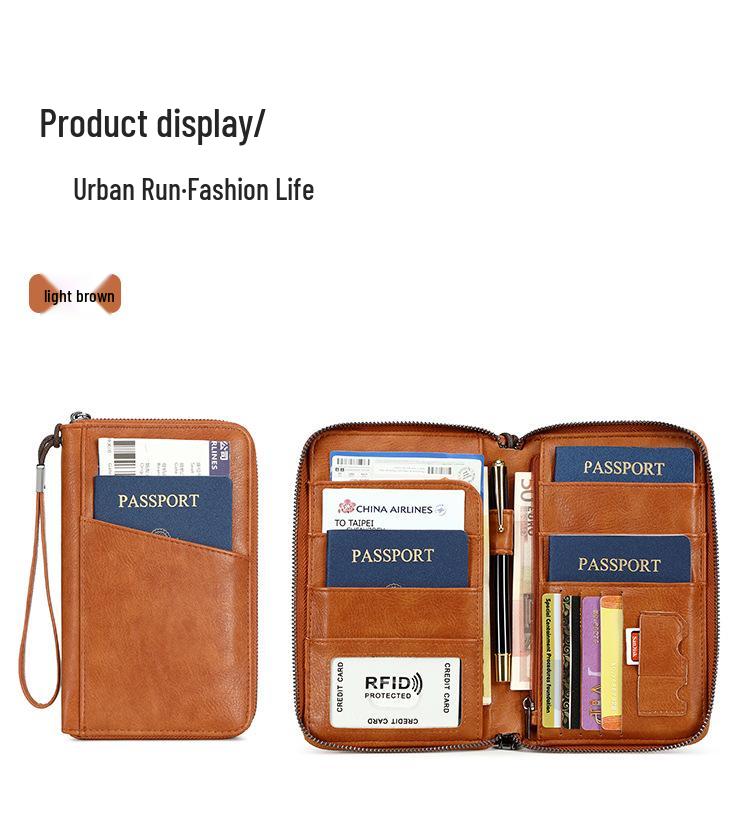 2024 RFID Travel Passport Holder & Ticket Organizer - Multifunctional Zip Document Bag