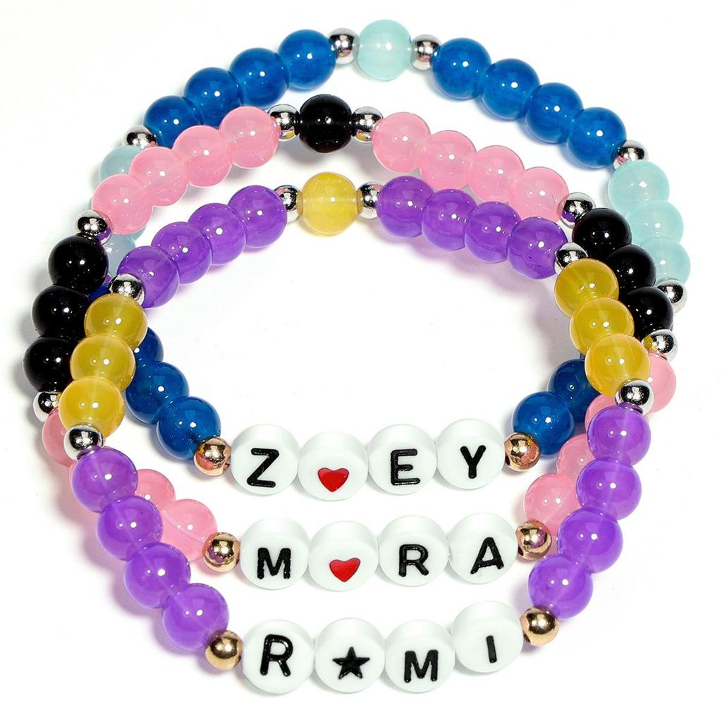 Kristallarmband-Set mit Glasperlen für Mädchen - K-Pop-inspiriertes stapelbares Schmuckgeschenk