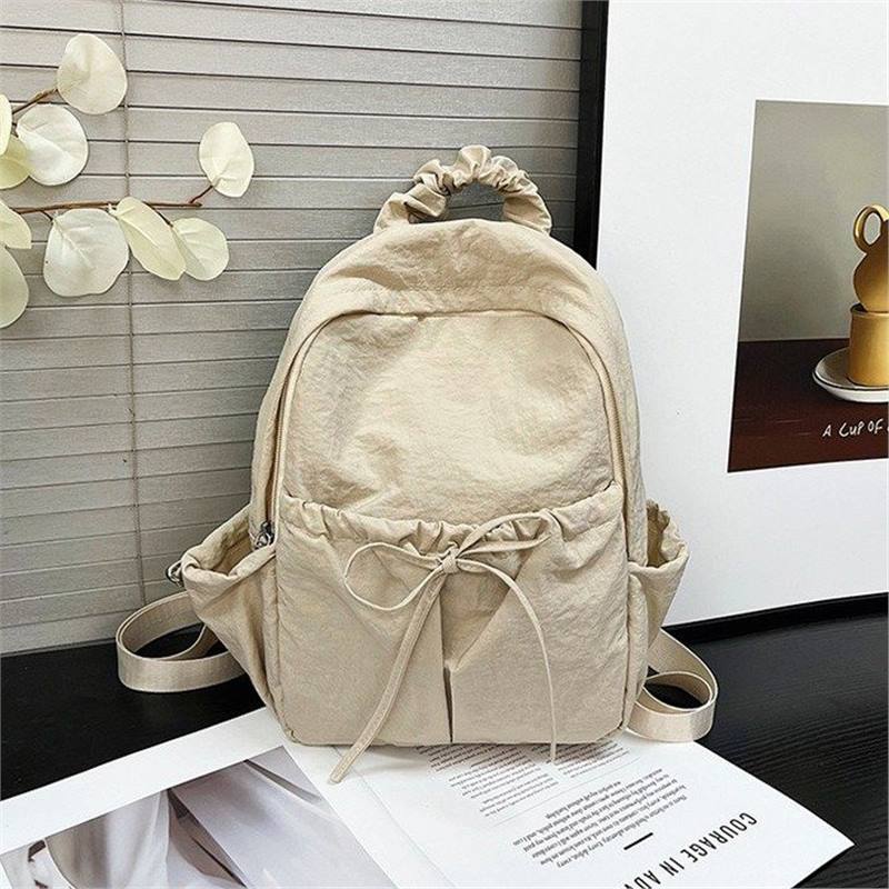 Schoolbag Washed Cloth Simple Japanese Backpack, Double Back Mori High-value Backpack Large Capacity Chinese College Student Schoolbag