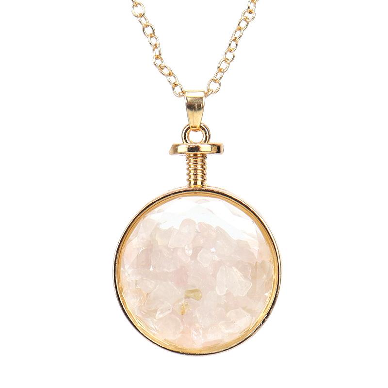 Colorful Natural Gravel Wishing Bottle Round Glass Phase Box Drift Bottle Pendant Necklace N576