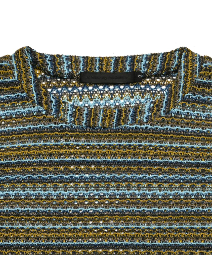 C WEAR BY THE GENIUS See-Through Craft Knit Pullover Khaki