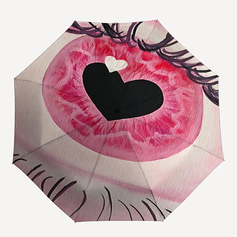 

Heart-Shaped Eye Design Automatic Opening/Closing Umbrella with Foldable Design, Iron Frame, Outdoor Use, Perfect Gift for Fans, Travelers,