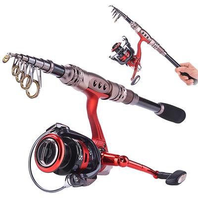 Sougayilang-Combo de caña y carrete de pesca, caña de pescar telescópica de carbono con Kit de carrete de pesca giratorio