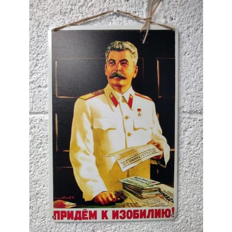 Vintage Stalin Sowjetische Propaganda Poster Metall Blechschild, Kommunistische Historische Wandkunst