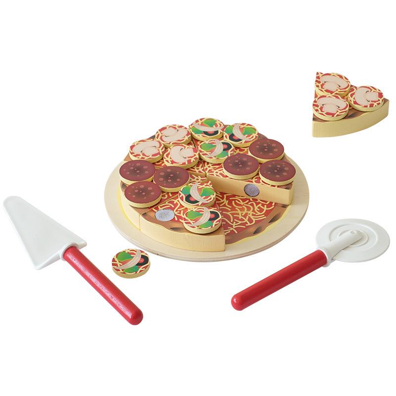 Wooden Pizza Cutting Play Kitchen Toy for Kids - Fun Birthday Gift