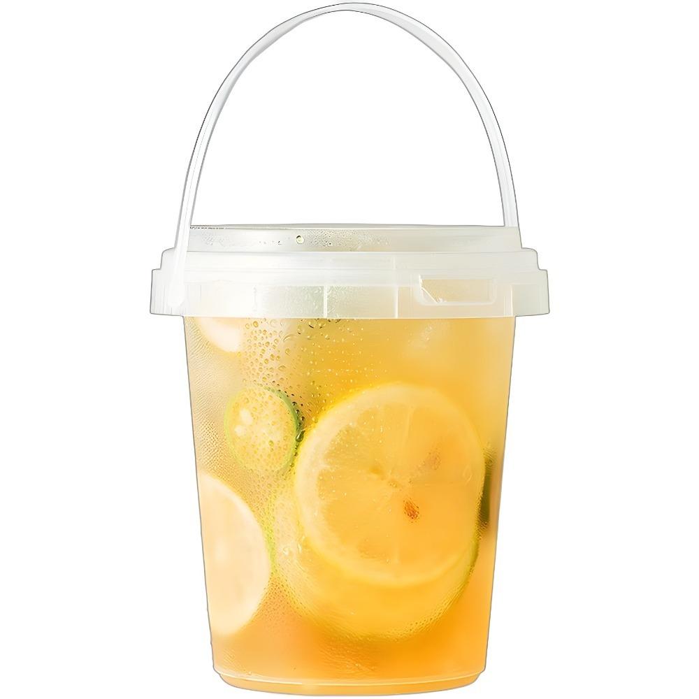 10pcs 500/750/1000ml Ice Cube Bucket with Lid Food Storage Jar Milk Tea Bucket  Milk Tea Shop