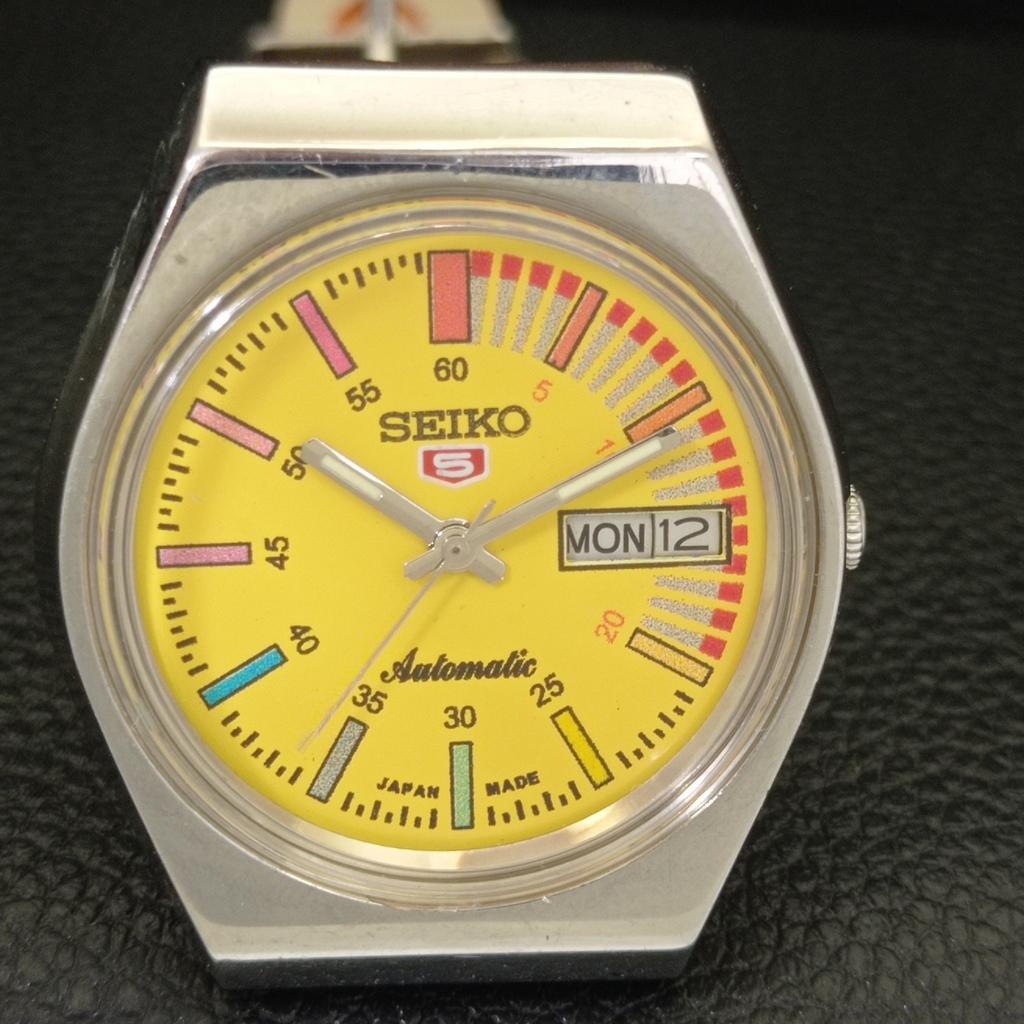 AUTOMATIC 6349A VINTAGE SEIKO 5 JAPAN MENS YELLOW COLOR DIAL WATCH a701445-5 R206b-a701445