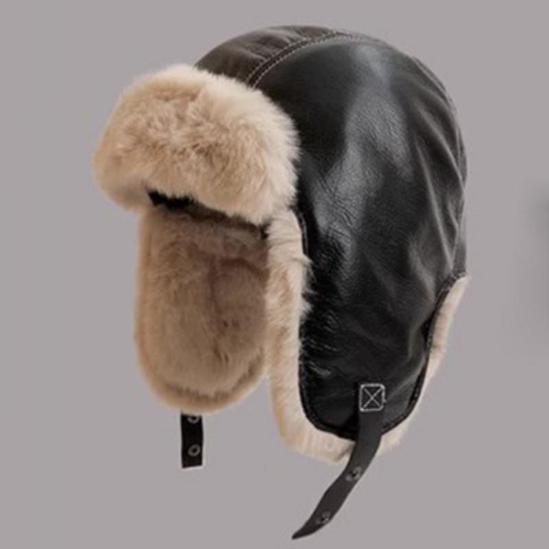 

Корейская осенне-зимняя ретро шапка-пилот из ПУ кожи с плюшевой шапкой Лэй Фэн, мужская и женская, для езды, теплая, с защитой ушей, лыжная шапка