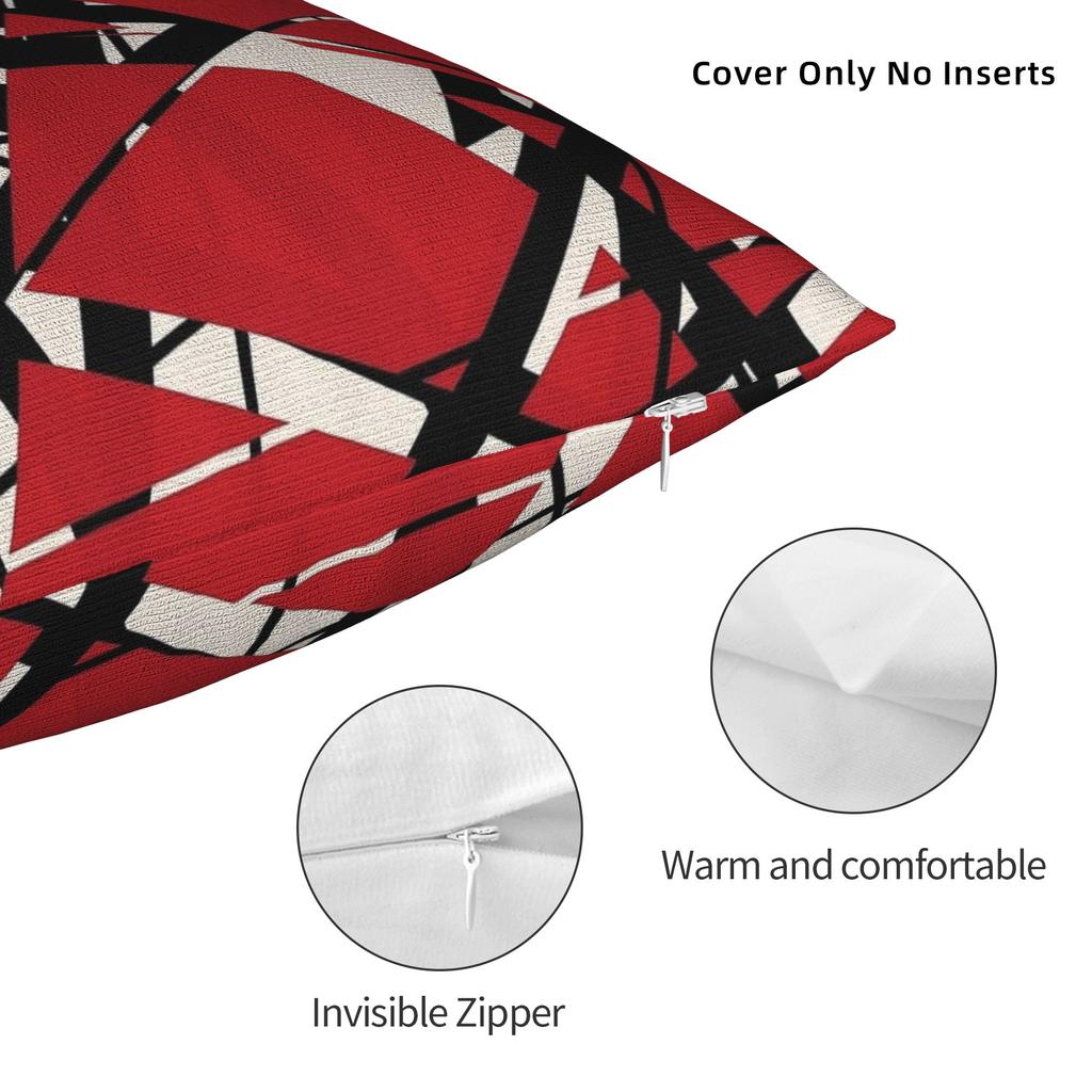 Evh Stripes Van Halen Red Design Pillow Case Soft Pillow Cover Kawaii Pillowcases For Couch Sofa Bedroom