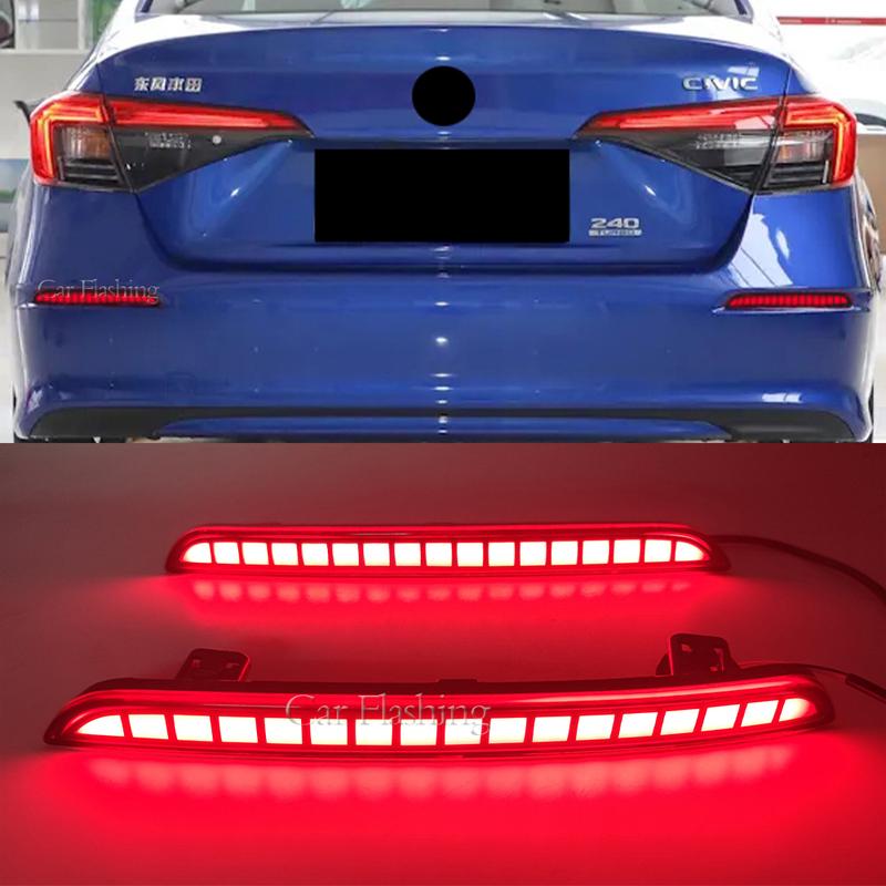 1 Pair Reflector light For Honda Civic 2021 2022 2023 LED Rear Fog Lamp Car LED Bumper Light Brake Light Dynamic Turn Signal
