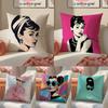 Hot Singer A-Audrey Hepburn Cushion Cover Pillowcase Short Plush Invisible Zipper Room Sofa Cushion Cover