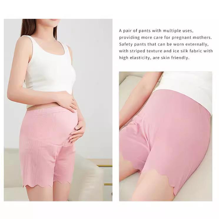 Women's Ribbed Wavy Summer Ice Silk Safety Shorts - No Roll Edge, Anti-Exposure, Wearable Outdoors