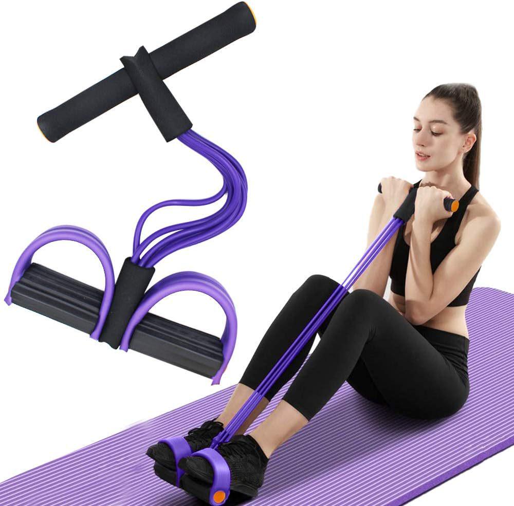Banda Elastica Yoga Migliorata a Sei Tubi per Addominali e Crunch con Pedale per Piedi