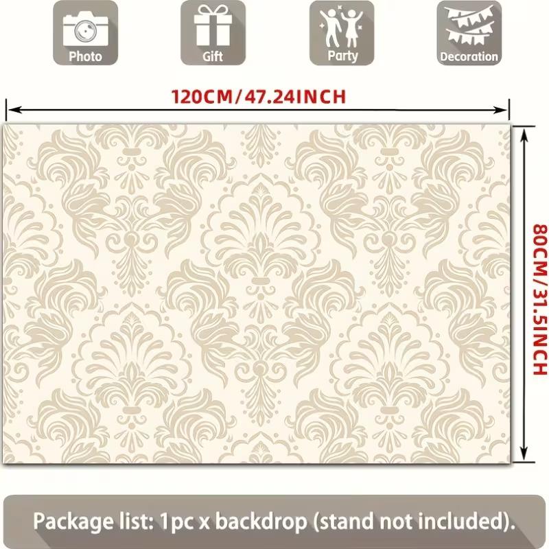 2D Elegant Damask Pattern Backdrop Neutral Home Photography Background