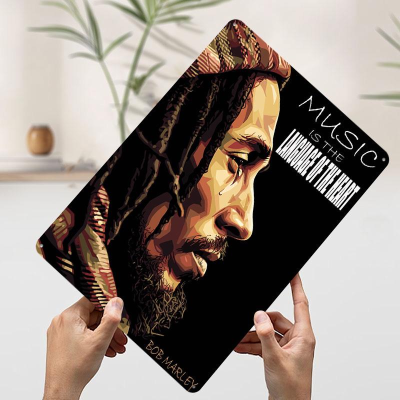

Bob Marley Music Is the Language Tinplate Poster Customized Wall Art Vintage Retro Metal Signs for Decoration Room Man Cave 7.9x11.8In(20x30cm)