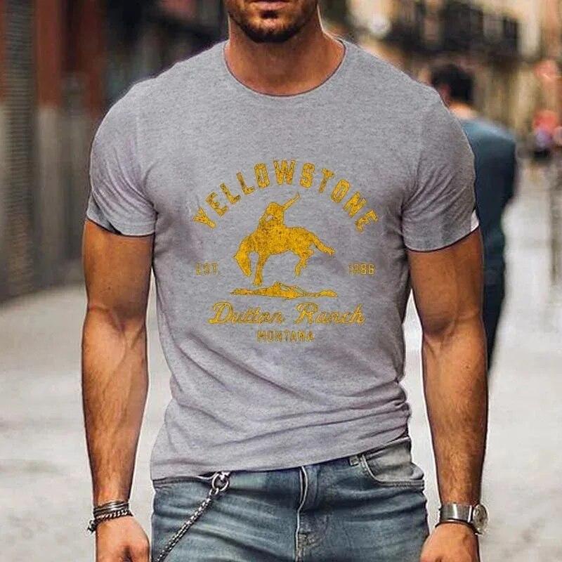 Unisex and WoUnisex New Fashion Yellowstone Dutton Ranch Printed T-shirt Classic Pattern Summer Cool Short-sleeved Shirt T-shirt