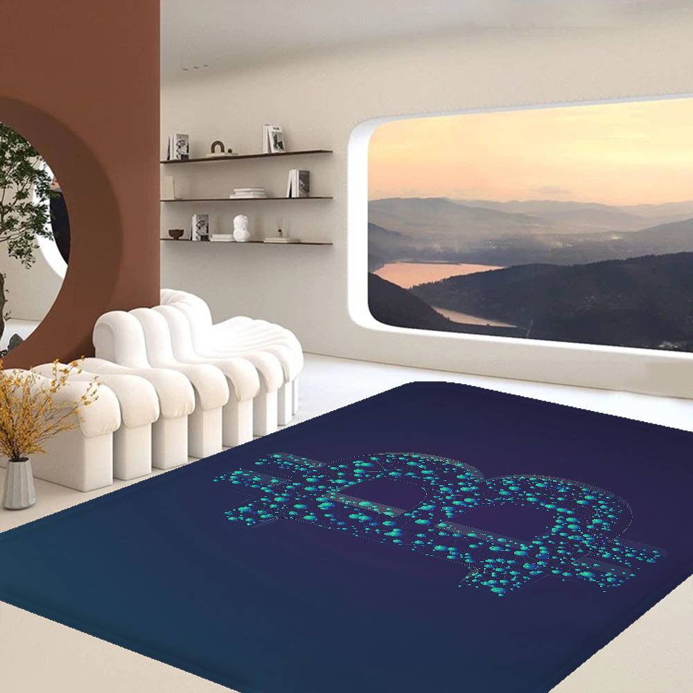 B-Bitcoin LOGO Door Mat Washable Non-Slip Living Room Sofa Chairs Area Mat Kitchen Doormat Area Rug