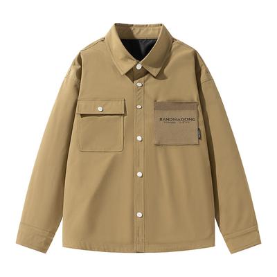 Hong Kong Style Jacket Men's Thin Lapel Autumn and Winter New Men's Korean Version of Leisure Youth Outdoor Shirt Jacket