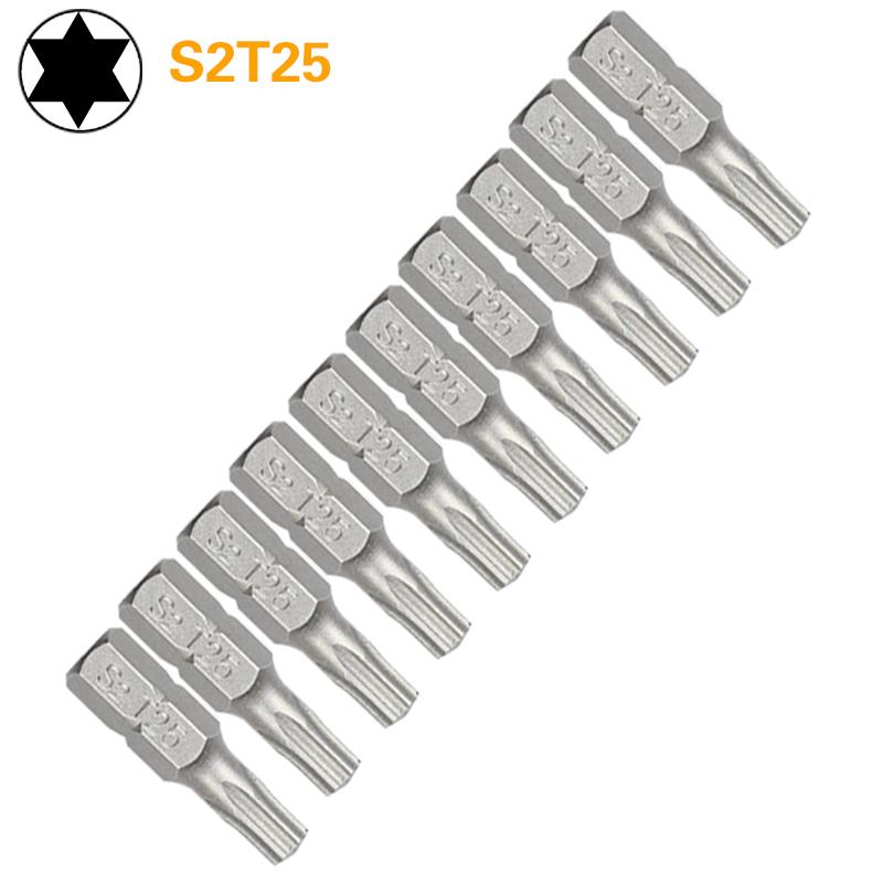 1 zoll T6 T7 T8 T9 T10 T15 Torx-schraubendreher-bit-set S2 Stahl 1/4 Zoll 6,35mm Hex Schaft elektrische Schraubendreher-bits Für Power Tools