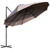 Oval Parasol, Double Brown Parasol, 445x260cm, Cantilever Parasol with Crank, Parasol Stand, Garden and Market Parasol for Garden