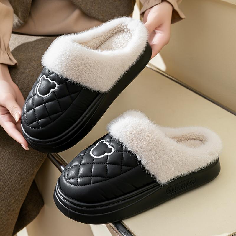Waterproof cotton slippers autumn 2025 new indoor non-slip warm thick bottom outer wear bag head cotton mop