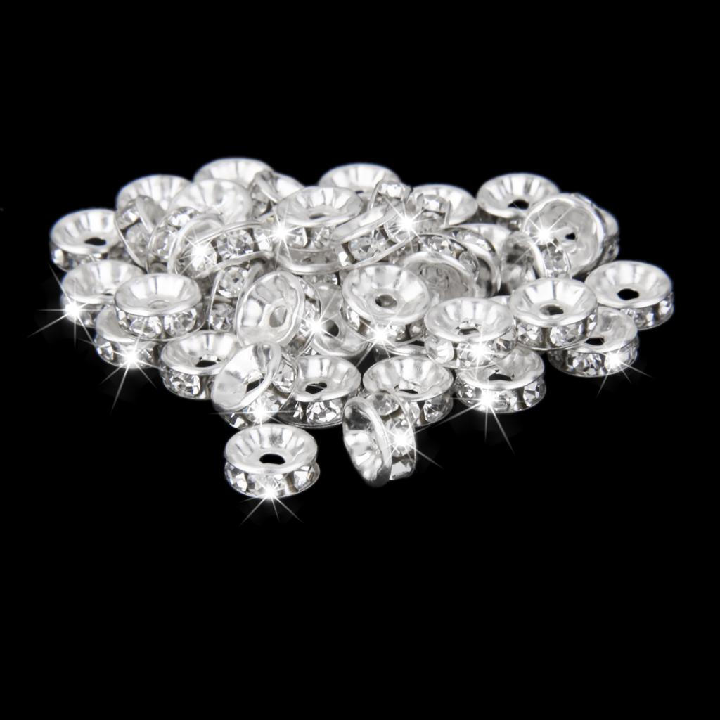 

50шт Проставка из чешского хрусталя рондель 6мм посеребрённая