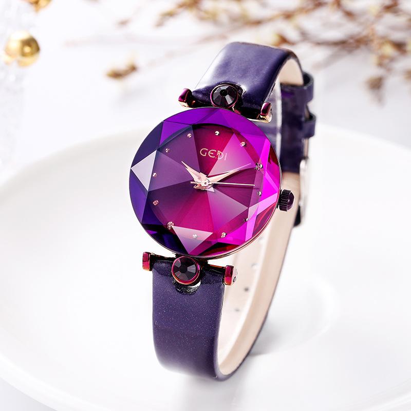 Fashionable Female Student Watch, Diamond Three-dimensional Mirror Quartz Watch for Women, Korean Style Casual Belt Watch