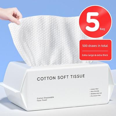 10 Packages | Disposable Pure Cotton Soft Towel for Wiping Face, Cleansing Towel, Facial Towel, Pull-Out Type, Official Genuine Product