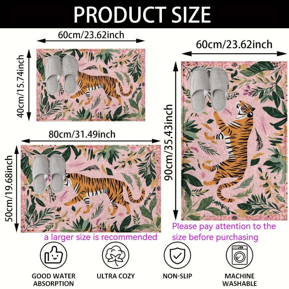 Tropical Jungle Tiger Floor Mat Non-Slip Washable Welcome Mat Kitchen Bedroom Carpet Summer Home Decoration