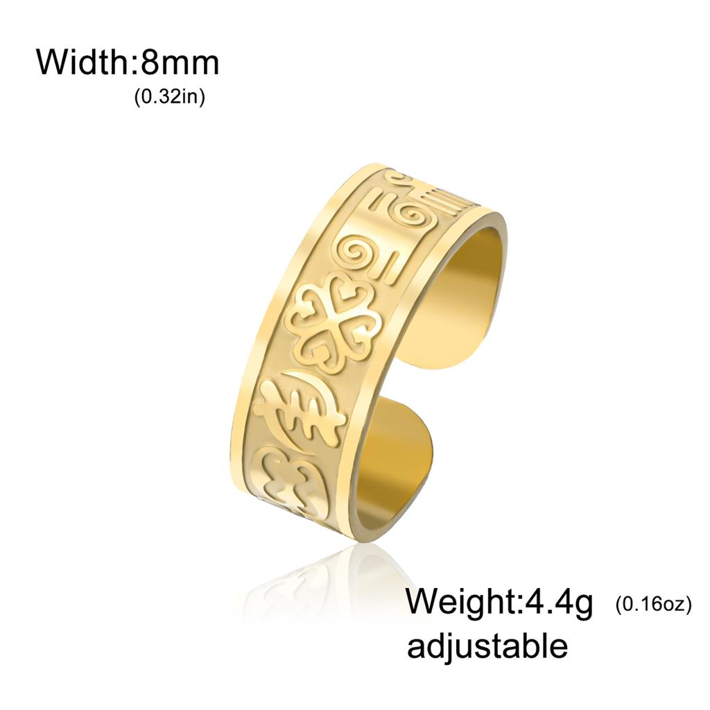 EUEAVAN Afrika Symbol Offener Ring Edelstahl Vintage Glücksbringer Verstellbare Ringe für Damen Herren Amulett Schmuck Geschenk Großhandel
