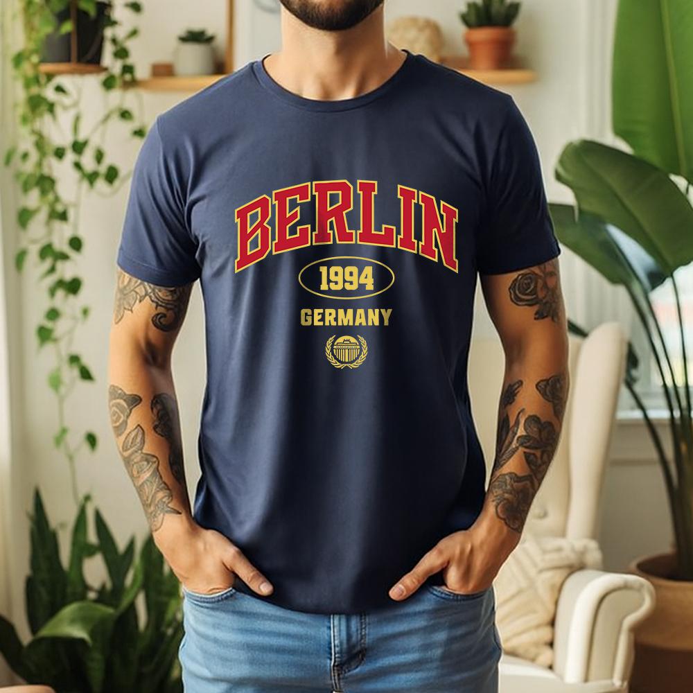 New Summer 100 Cotton Graphic Oversized Tee Berlin 1994 Gerunisexy Retro College Style Themed Short Sleeve