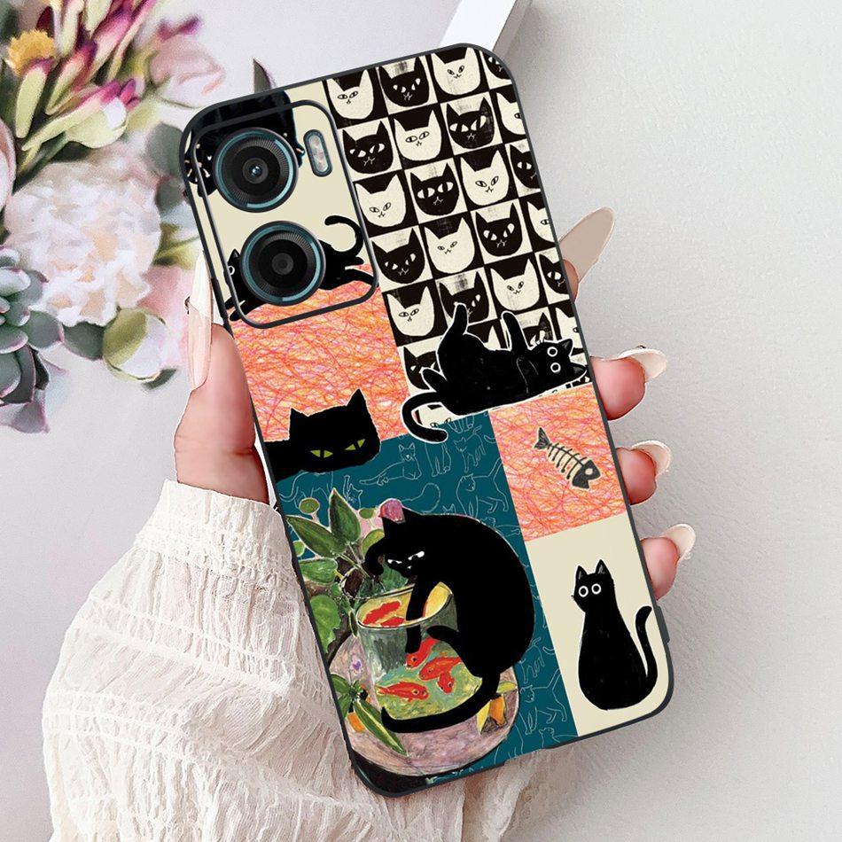 For Motorola Moto G05 G15 E15 2024 Floral Butterfly Phone Case For MOTO G05 G15 E15 4G Black Silicone Soft Lightweight Case