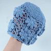 Women's Single Layer Hand Crochet Wool Hat Mesh Hollow Breathable Flower Turban Outdoor