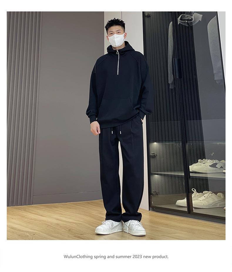 Men's Thick Fleece-Lined Half-Zip Hoodie, Spring/Autumn 2025, Casual Couple Hooded Top