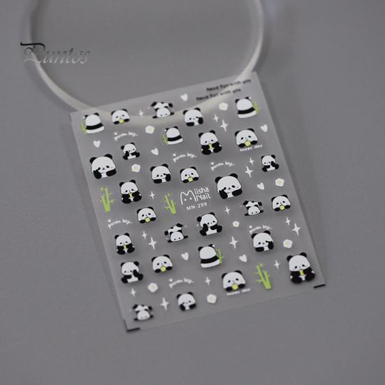 Cartoon Panda Nail Art Sticker 5D Bamboo Letter Waterproof PET Self-adhesive Women Girls Fake Nail Decoration Decal Party Supplies Gift