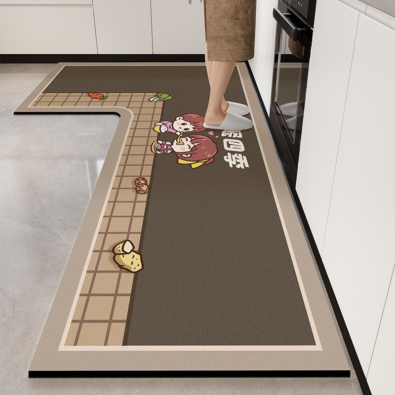 L-shaped Diatom Mud Easy To Clean Foot Pad High-quality Dirt-resistant Anti-slip Pad Household Water-absorbent Oil-absorbent Floor Mat